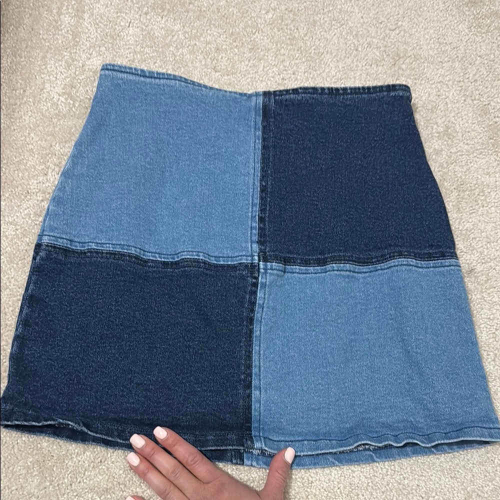 Patchwork Denim Skirt